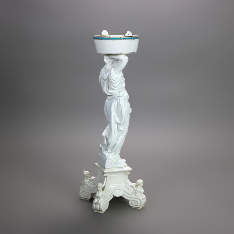 Antique French Neoclassical Blanc De Chine Figural Porcelain Compote C1890