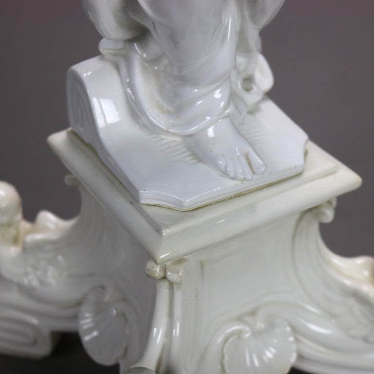 Antique French Neoclassical Blanc De Chine Figural Porcelain Compote C1890