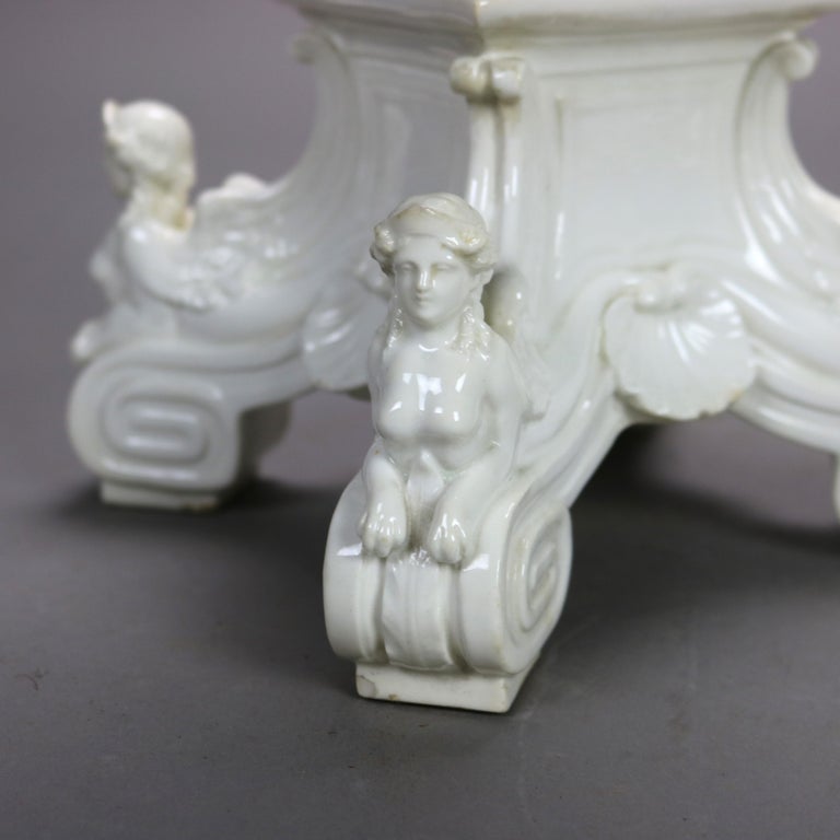 Antique French Neoclassical Blanc De Chine Figural Porcelain Compote C1890