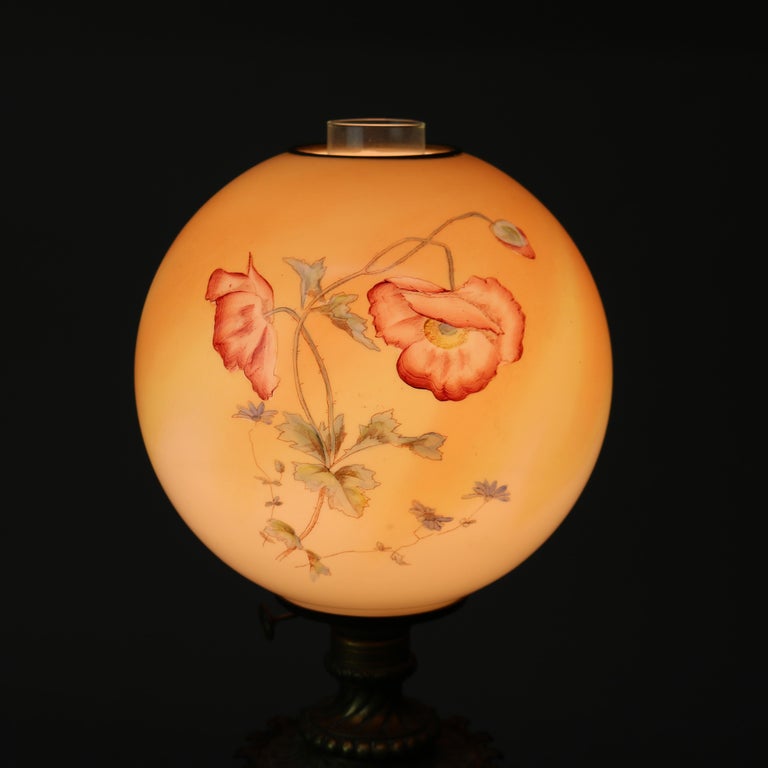 Antique Electrified Enameled Porcelain Gone with the Wind Table Lamp C1890