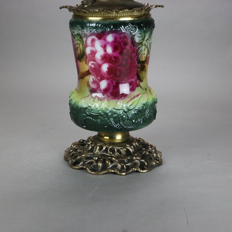 Antique Enameled and Embossed Porcelain Gone with the Wind Lamp C1890