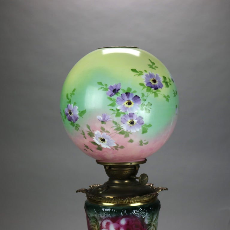 Antique Enameled and Embossed Porcelain Gone with the Wind Lamp C1890