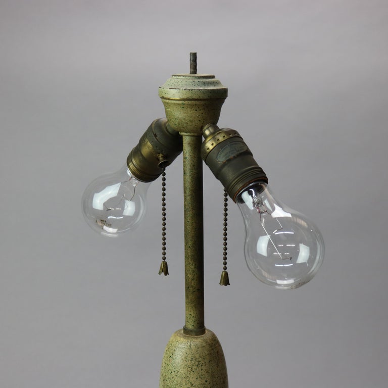 Antique Arts & Crafts Bradley & Hubbard School Slag Glass Lamp, Circa 1920