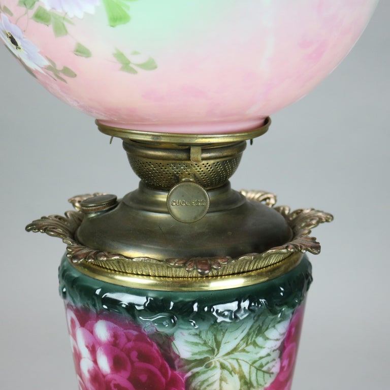 Antique Enameled and Embossed Porcelain Gone with the Wind Lamp C1890
