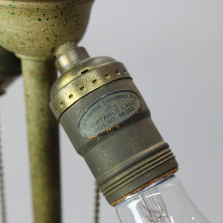 Antique Arts & Crafts Bradley & Hubbard School Slag Glass Lamp, Circa 1920
