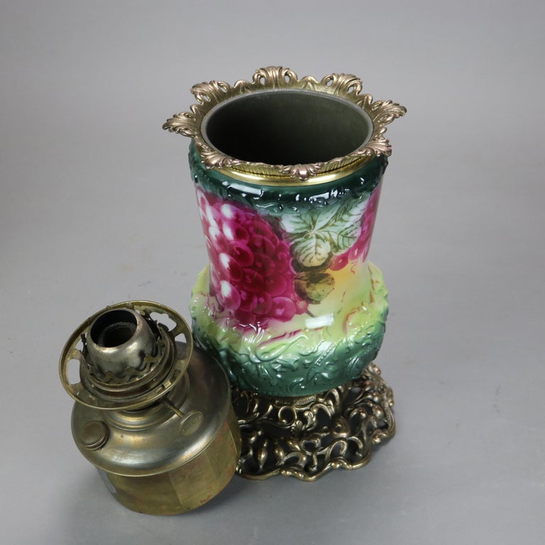 Antique Enameled and Embossed Porcelain Gone with the Wind Lamp C1890