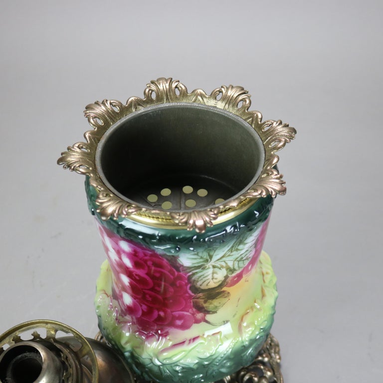 Antique Enameled and Embossed Porcelain Gone with the Wind Lamp C1890