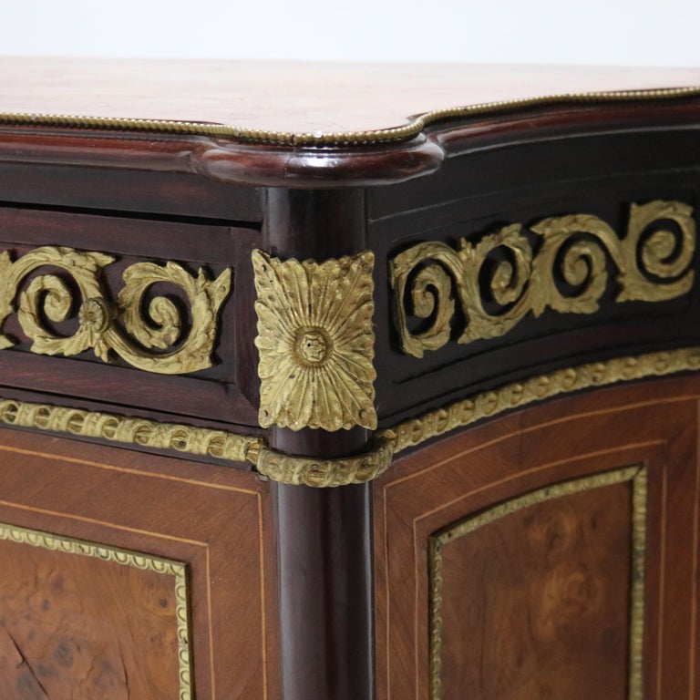 French Louis XVI Rosewood, Kingwood Marquetry & Ormolu Side Cabinet 20thC