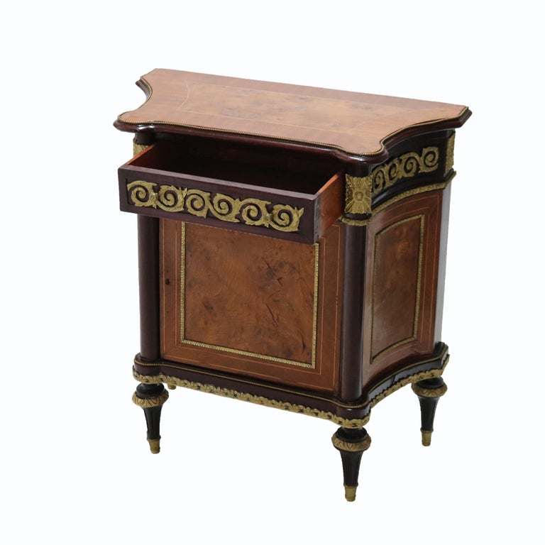 French Louis XVI Rosewood, Kingwood Marquetry & Ormolu Side Cabinet 20thC