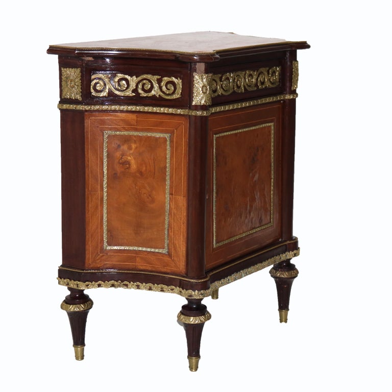 French Louis XVI Rosewood, Kingwood Marquetry & Ormolu Side Cabinet 20thC