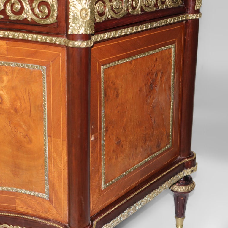 French Louis XVI Rosewood, Kingwood Marquetry & Ormolu Side Cabinet 20thC