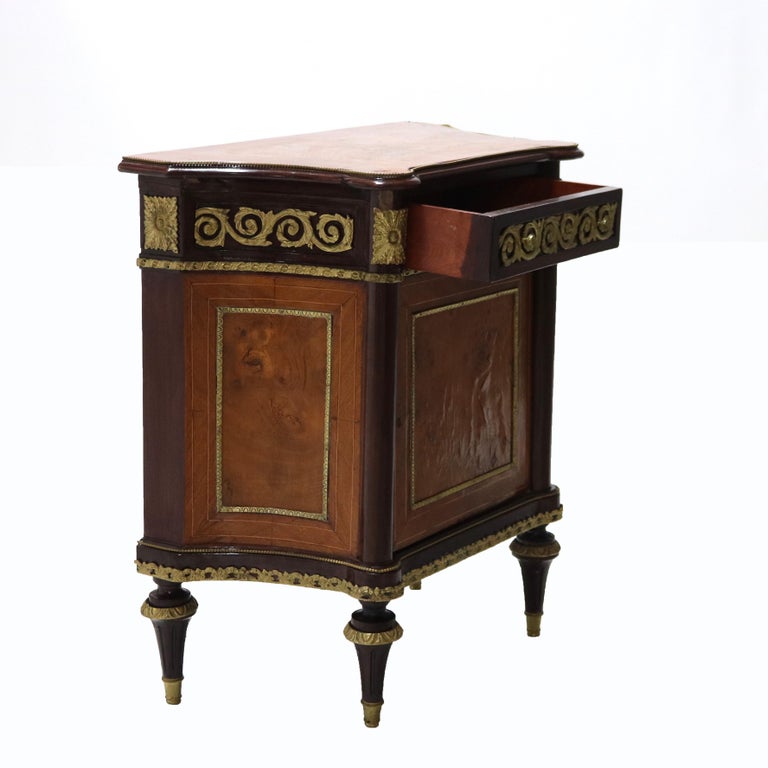 French Louis XVI Rosewood, Kingwood Marquetry & Ormolu Side Cabinet 20thC