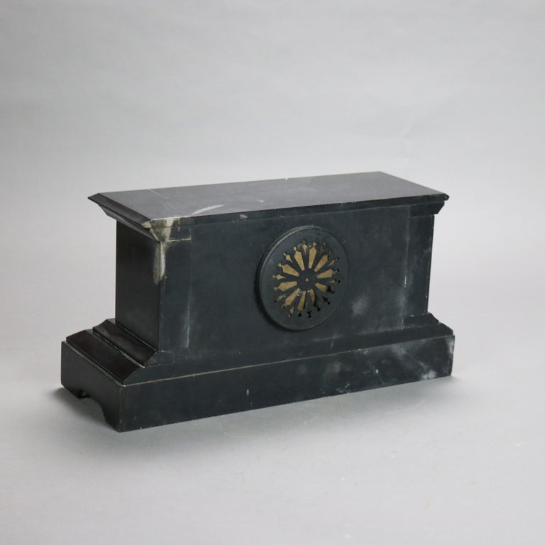 Antique Neoclassical Slate Mantle Clock with Open Escapement, c1890