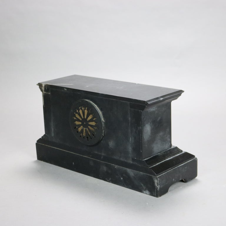 Antique Neoclassical Slate Mantle Clock with Open Escapement, c1890