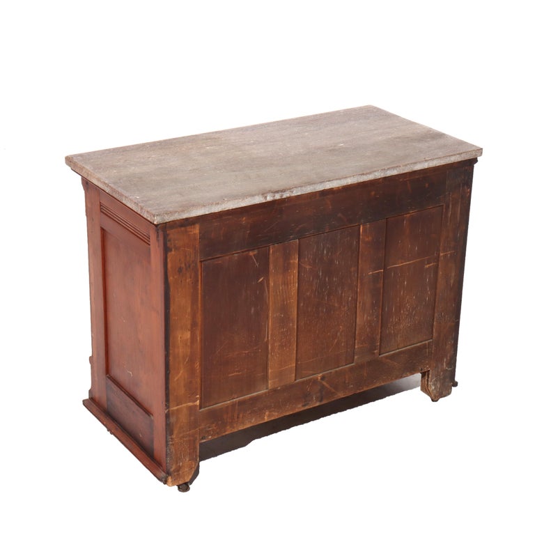 Antique Eastlake Walnut & Burl Marble Top Washstand C1890