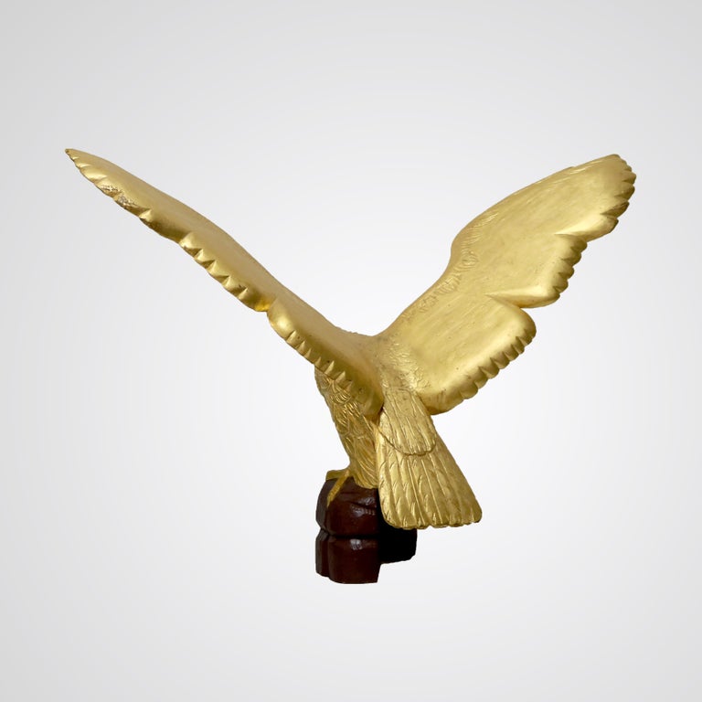 Oversized Vintage Carved Giltwood Golden Eagle 20thC