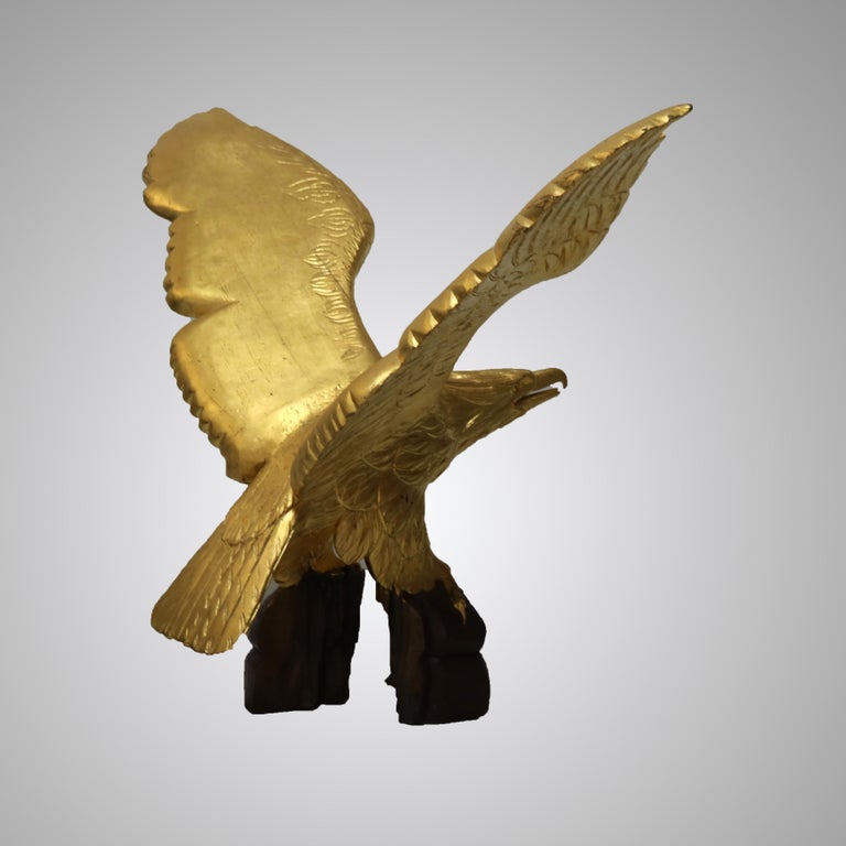 Oversized Vintage Carved Giltwood Golden Eagle 20thC