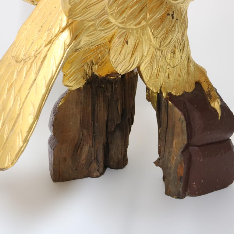 Oversized Vintage Carved Giltwood Golden Eagle 20thC