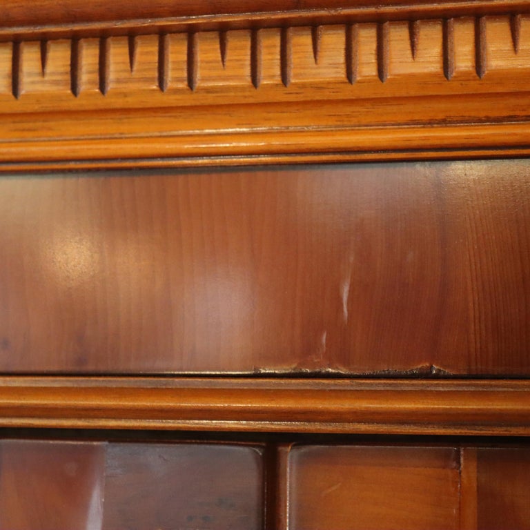 Antique Mahogany & Satinwood Two Door Five Drawer China Cabinet C1920