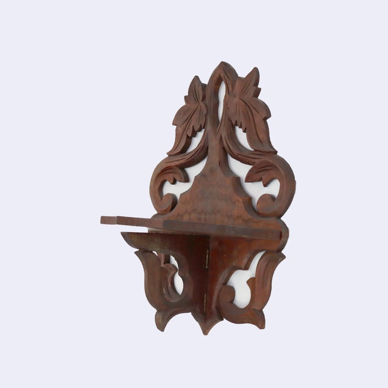 Seven Antique Black Forest Carved Walnut Pieces C1890