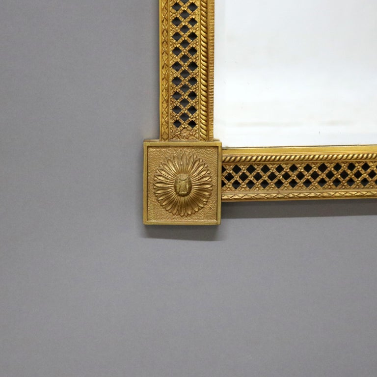 Antique Caldwell & Co. Classical Gilt Bronze Reticulated Wall Mirror C1900
