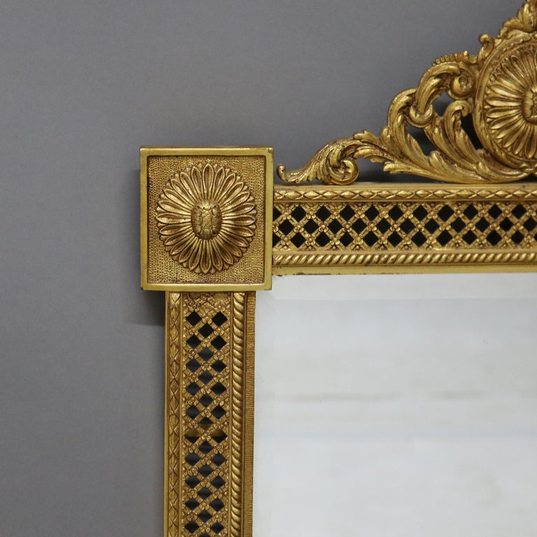 Antique Caldwell & Co. Classical Gilt Bronze Reticulated Wall Mirror C1900