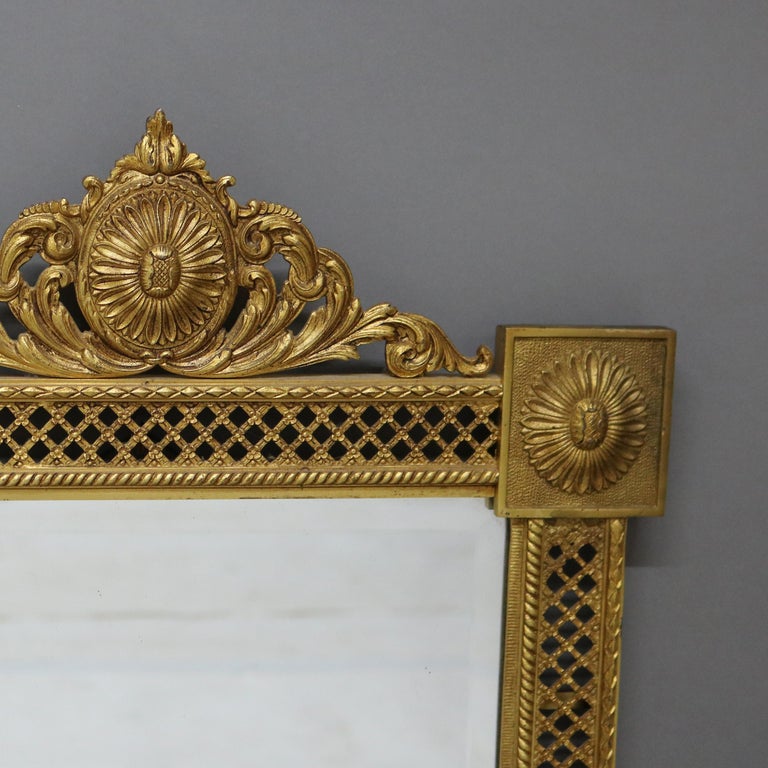 Antique Caldwell & Co. Classical Gilt Bronze Reticulated Wall Mirror C1900
