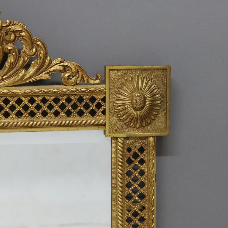 Antique Caldwell & Co. Classical Gilt Bronze Reticulated Wall Mirror C1900