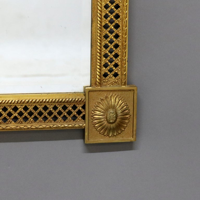 Antique Caldwell & Co. Classical Gilt Bronze Reticulated Wall Mirror C1900