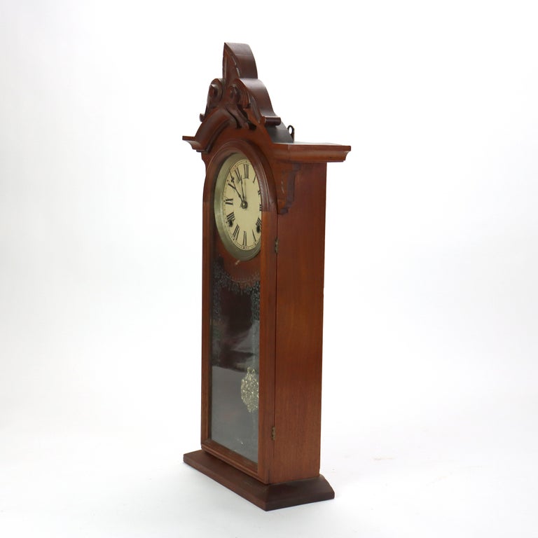Eastlake Carved Walnut Mantle Clock C1890
