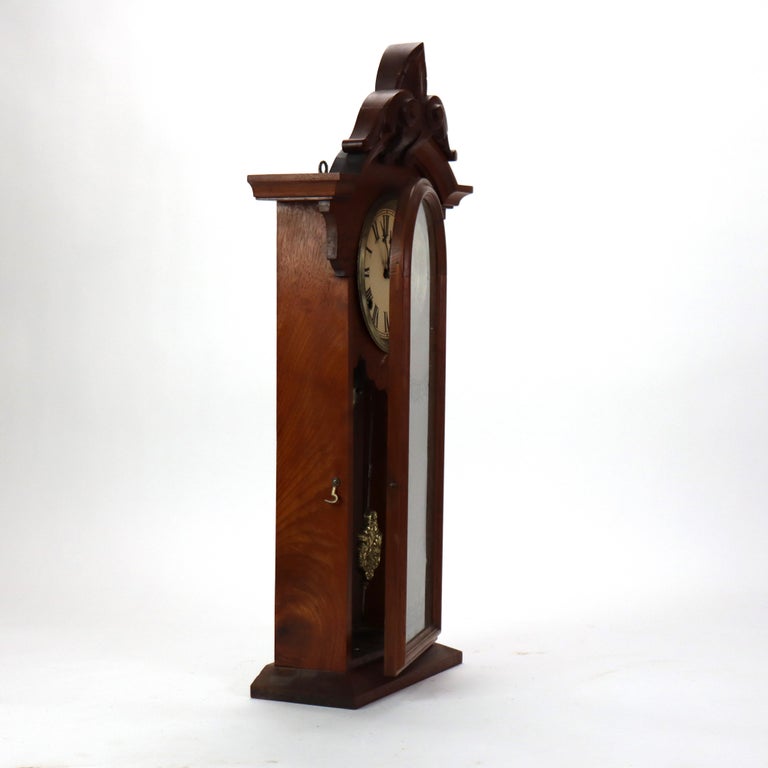 Eastlake Carved Walnut Mantle Clock C1890
