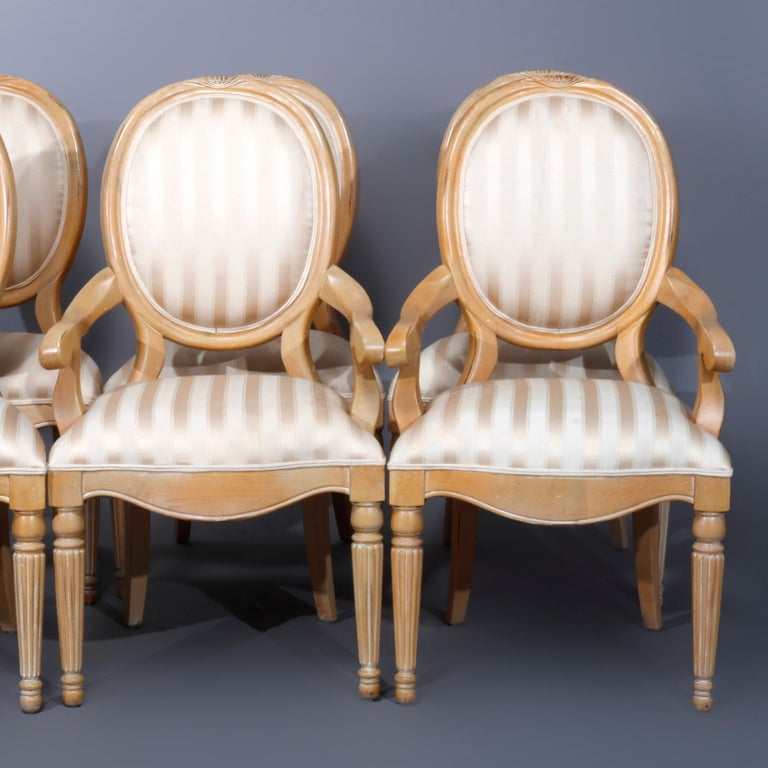 Six Vintage French Louis XVI Style Upholstered Dining Chairs, 20th Century