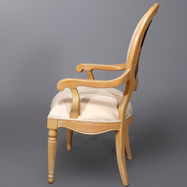 Six Vintage French Louis XVI Style Upholstered Dining Chairs, 20th Century
