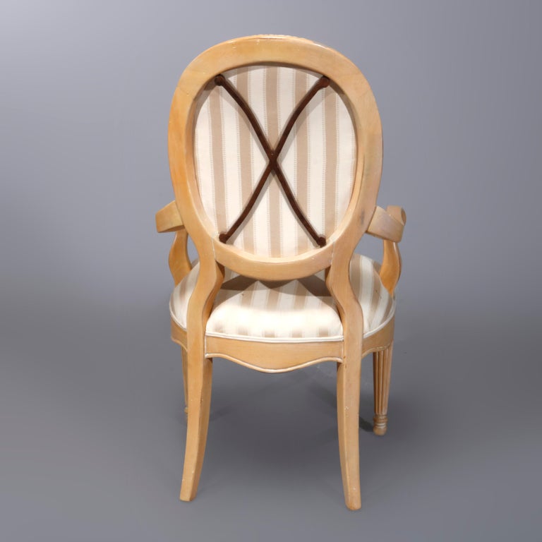 Six Vintage French Louis XVI Style Upholstered Dining Chairs, 20th Century