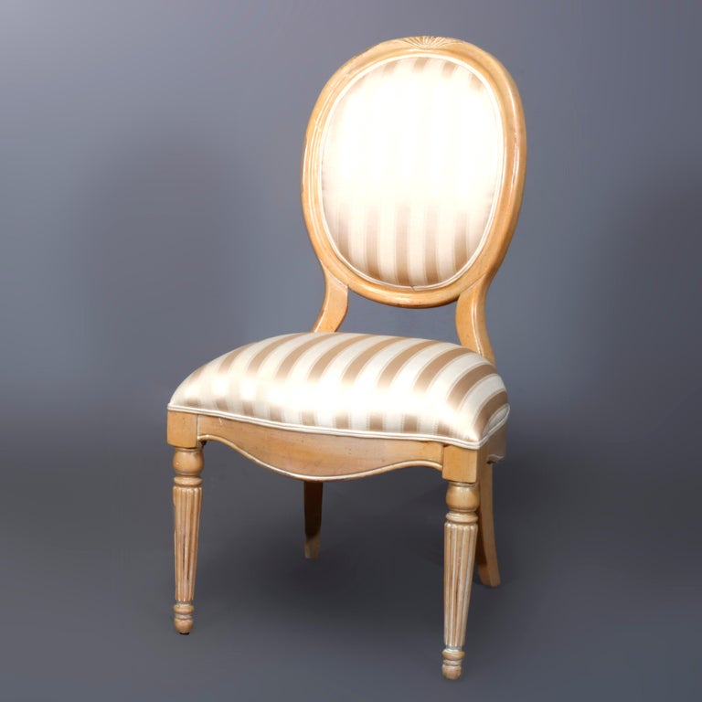 Six Vintage French Louis XVI Style Upholstered Dining Chairs, 20th Century