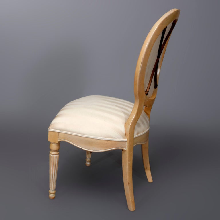 Six Vintage French Louis XVI Style Upholstered Dining Chairs, 20th Century