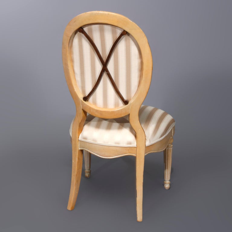 Six Vintage French Louis XVI Style Upholstered Dining Chairs, 20th Century