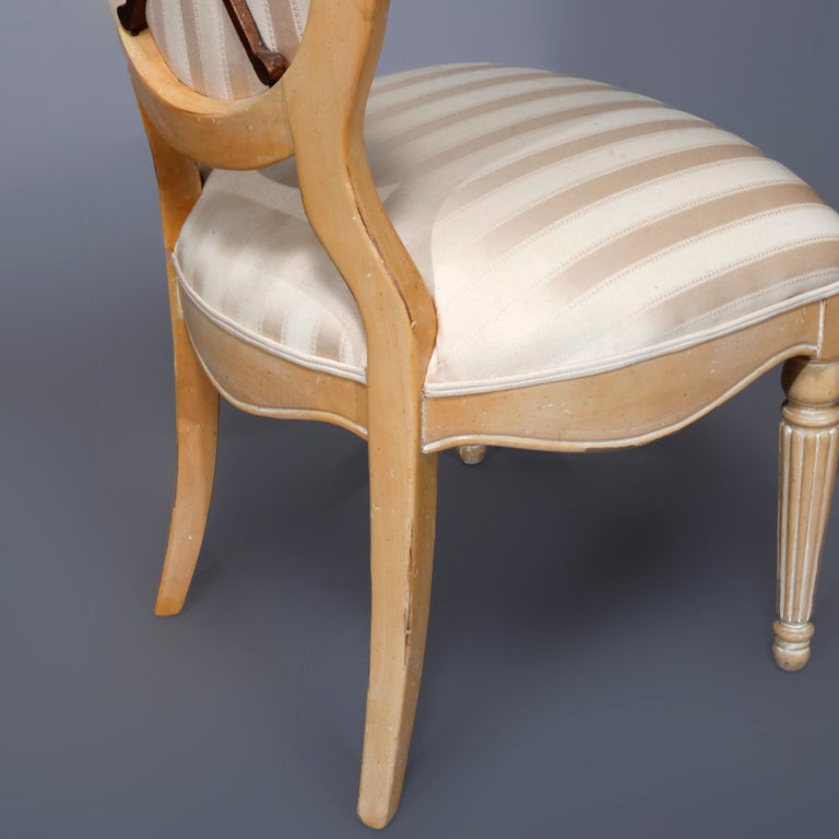 Six Vintage French Louis XVI Style Upholstered Dining Chairs, 20th Century