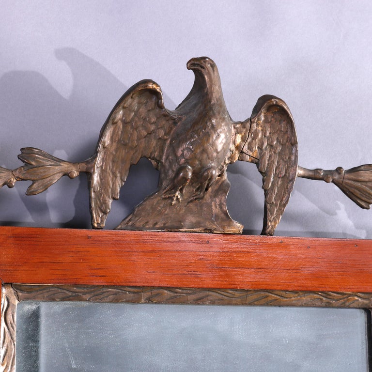 Antique Federal Figural Eagle Giltwood Wall Mirror circa 1840