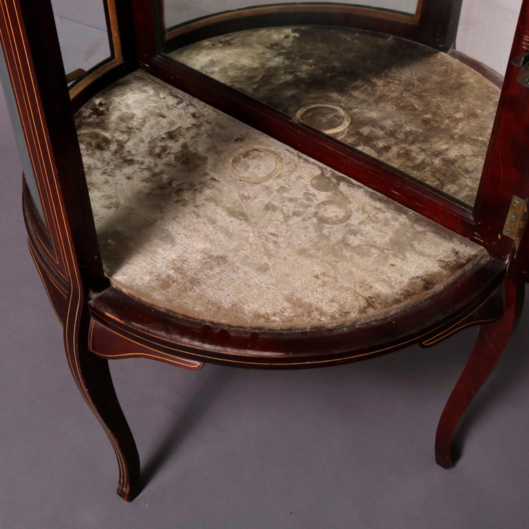 Antique French Louis XVI Mahogany Demilune Vitrine, circa 1900