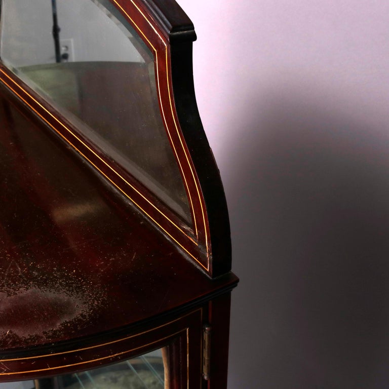 Antique French Louis XVI Mahogany Demilune Vitrine, circa 1900