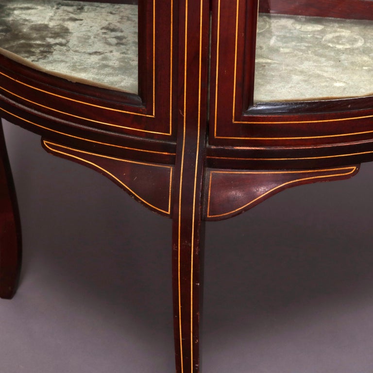 Antique French Louis XVI Mahogany Demilune Vitrine, circa 1900