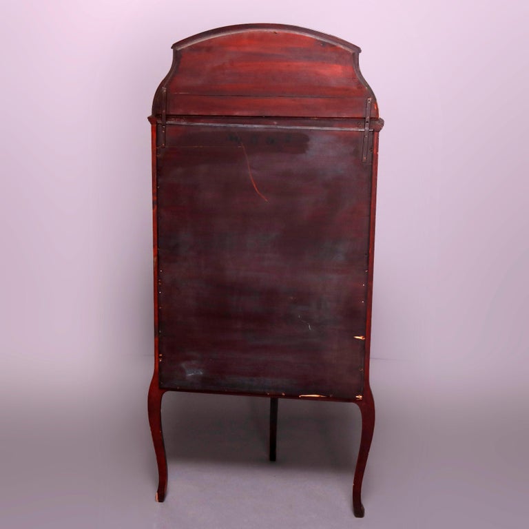 Antique French Louis XVI Mahogany Demilune Vitrine, circa 1900
