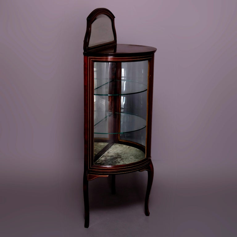 Antique French Louis XVI Mahogany Demilune Vitrine, circa 1900