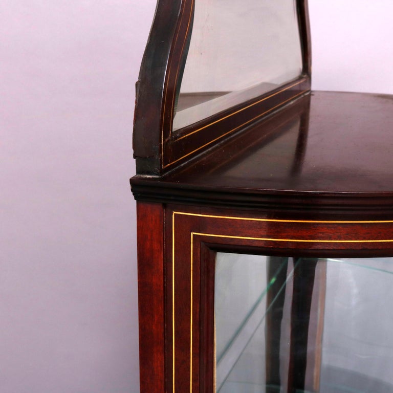 Antique French Louis XVI Mahogany Demilune Vitrine, circa 1900