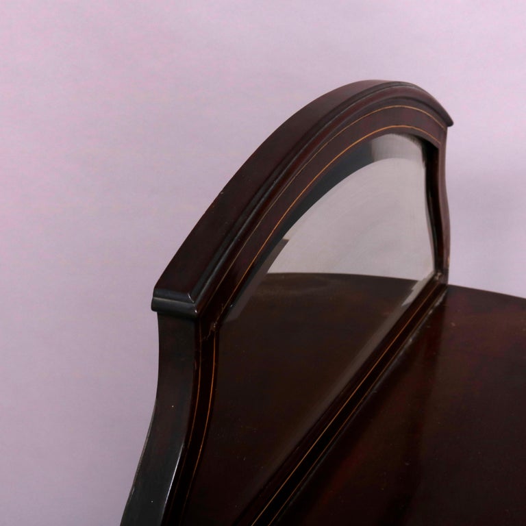 Antique French Louis XVI Mahogany Demilune Vitrine, circa 1900