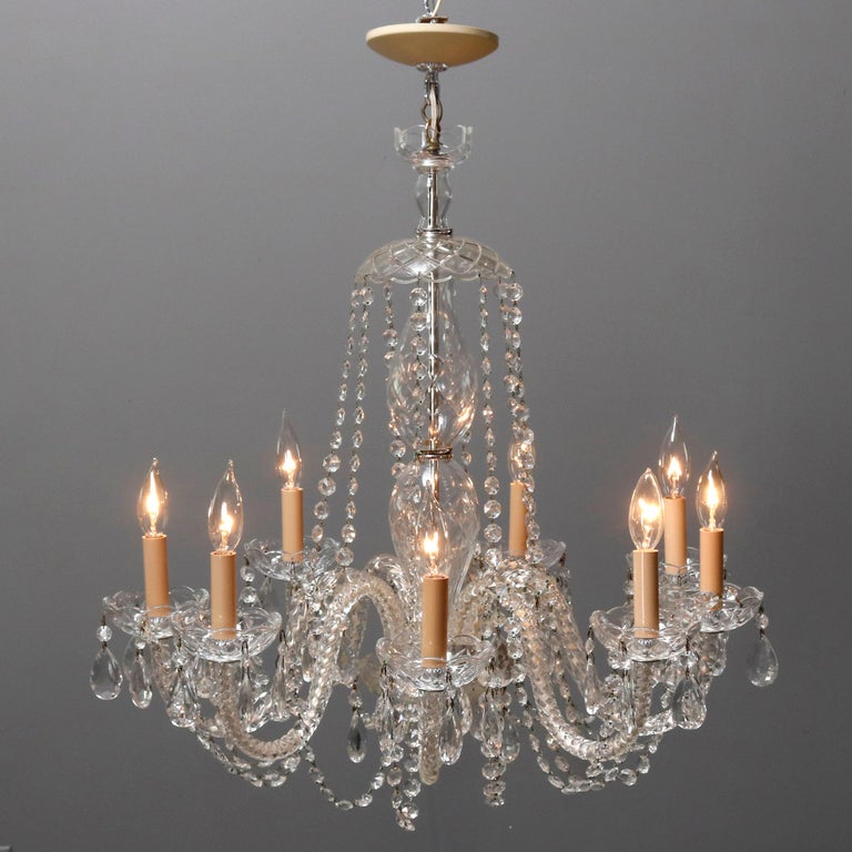 Oversized Vintage Continental Cut & Strung Nine-Light Chandelier, circa 1910