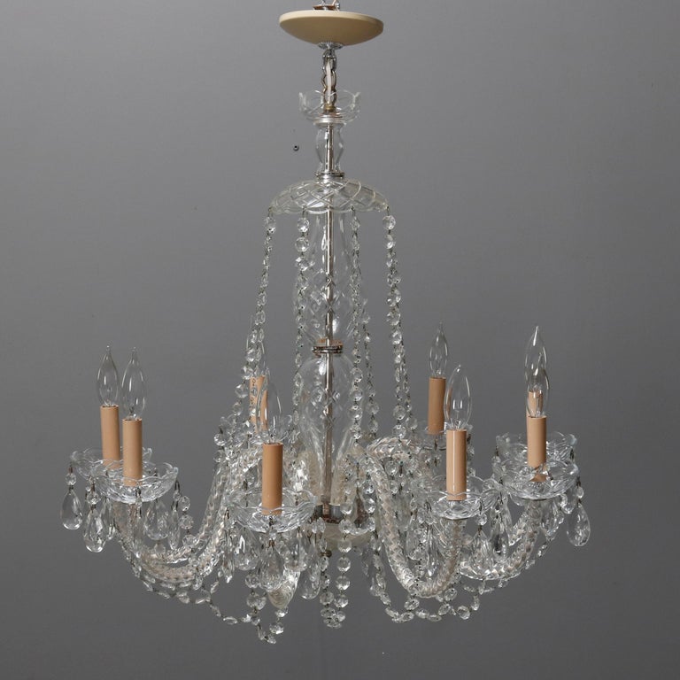 Oversized Vintage Continental Cut & Strung Nine-Light Chandelier, circa 1910