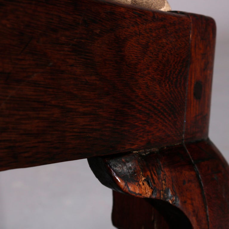 Antique Pair of Queen Anne New England Carved Mahogany Side Chairs, Circa 1760