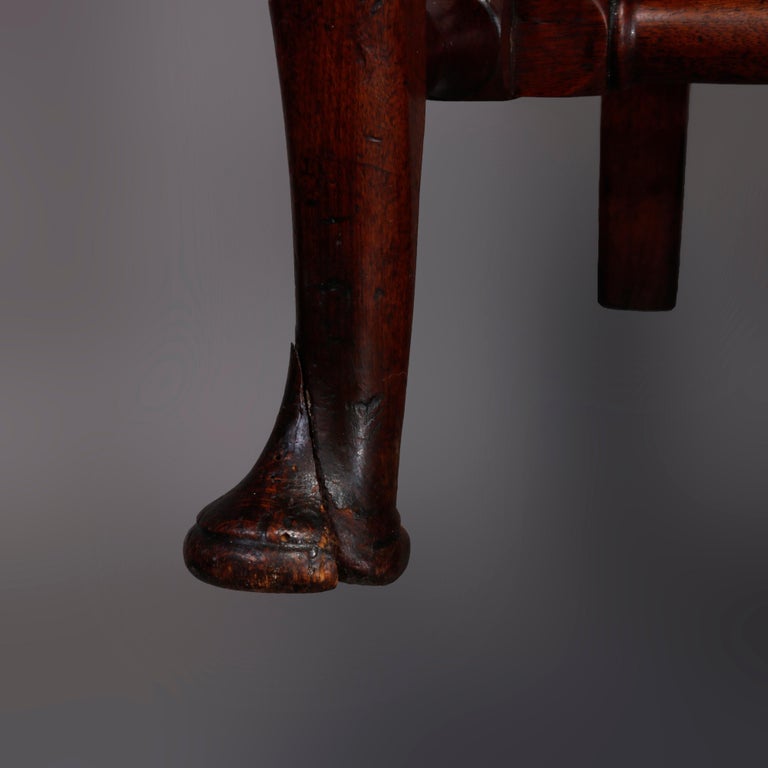 Antique Pair of Queen Anne New England Carved Mahogany Side Chairs, Circa 1760